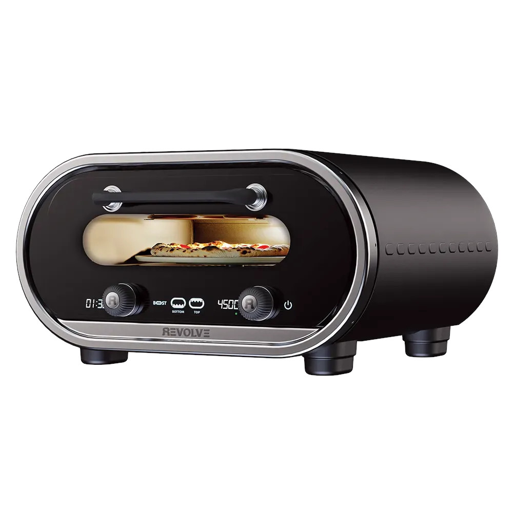 Revolve Elektro-Pizzaofen mit 33 cm großem automatischem Drehteller aus Cordierit - bis 450 °C für Indoor & Outdoor Revolve Elektro-Pizzaofen mit 33 cm großem automatischem Drehteller aus Cordierit - bis 450 °C für Indoor & Outdoor