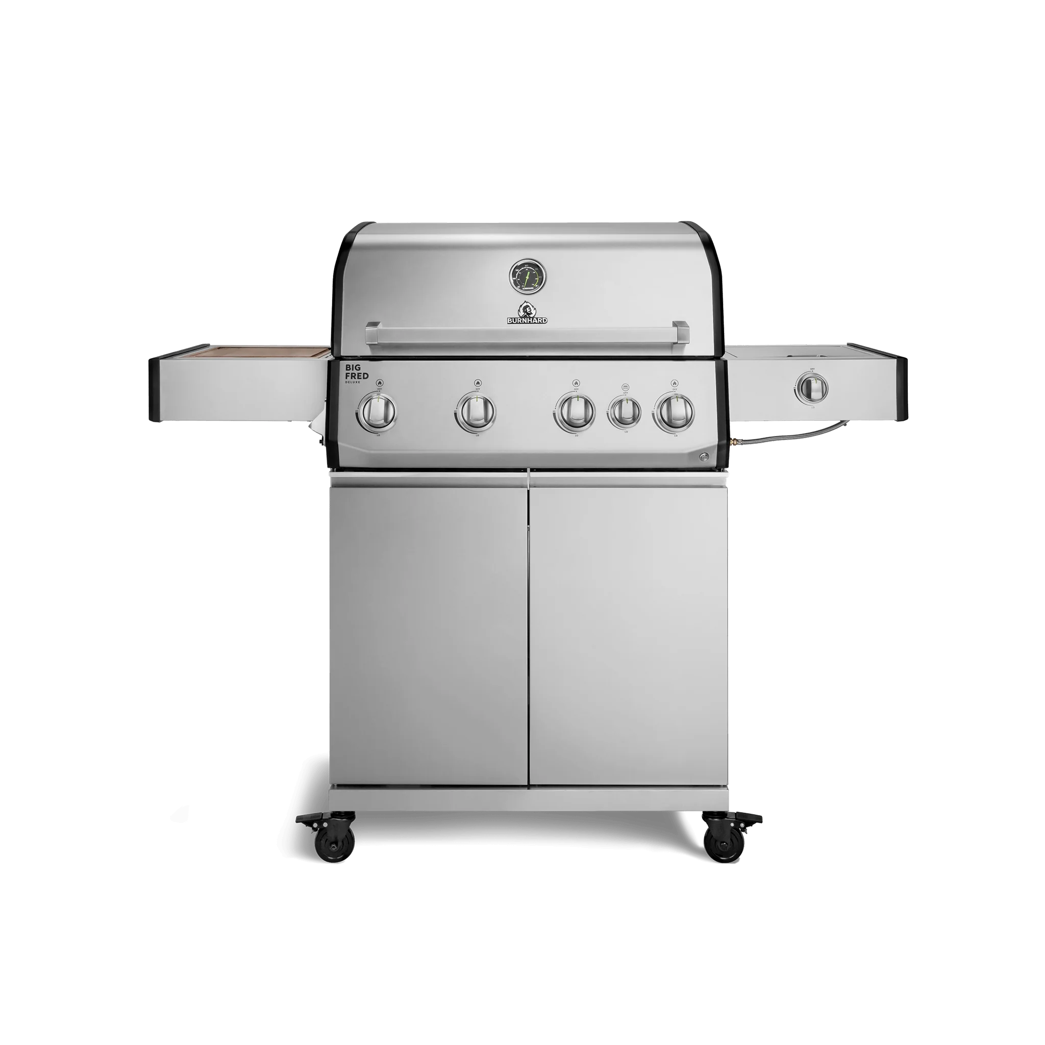 BURNHARD Big FRED Deluxe Gasgrill 4 Brenner Series 4 Edelstahl Grill mit Gusseisen Grillrost Maximale BBQ Power 21,2 kW Premium Ausstattung von BURNHARD