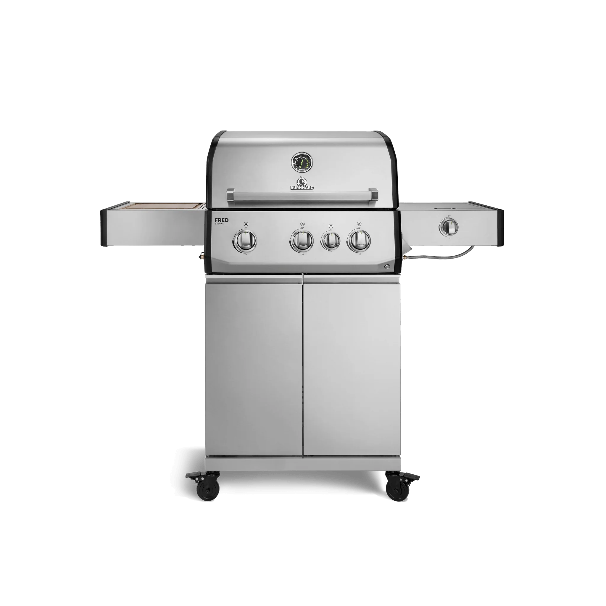 BURNHARD FRED Deluxe Gasgrill 3 Brenner Series 4 Edelstahl Grill Maximale BBQ Power langlebig hochwertig von BURNHARD