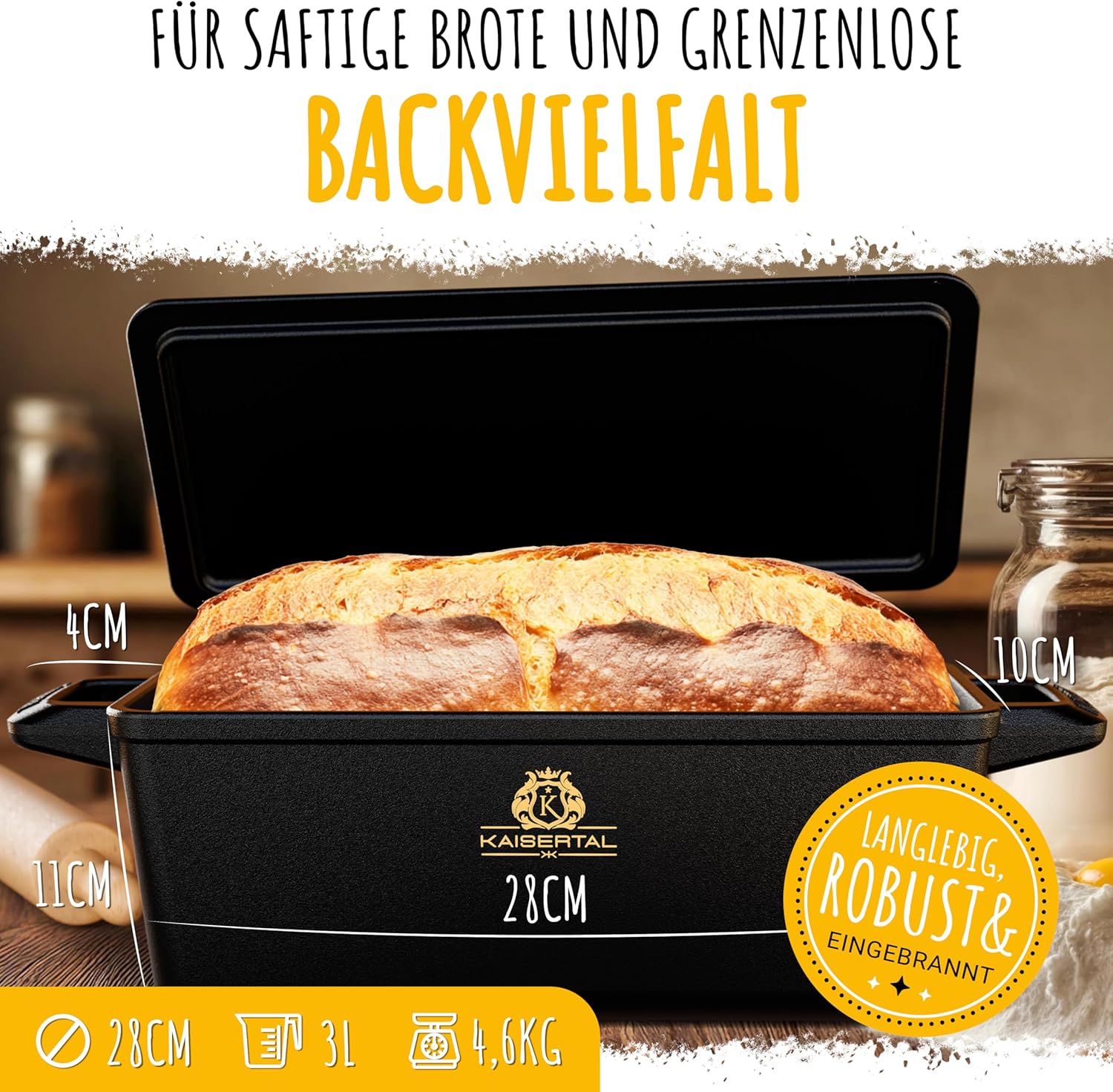 KAISERTAL Gusseisen Brotbackform mit Deckel 28 cm  von KAISERTAL