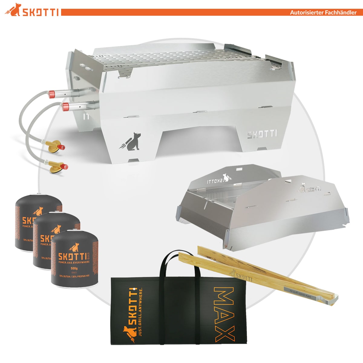 SKOTTI Grill MAX + SKOTTI CAP Max + 3x SKOTTI Gas