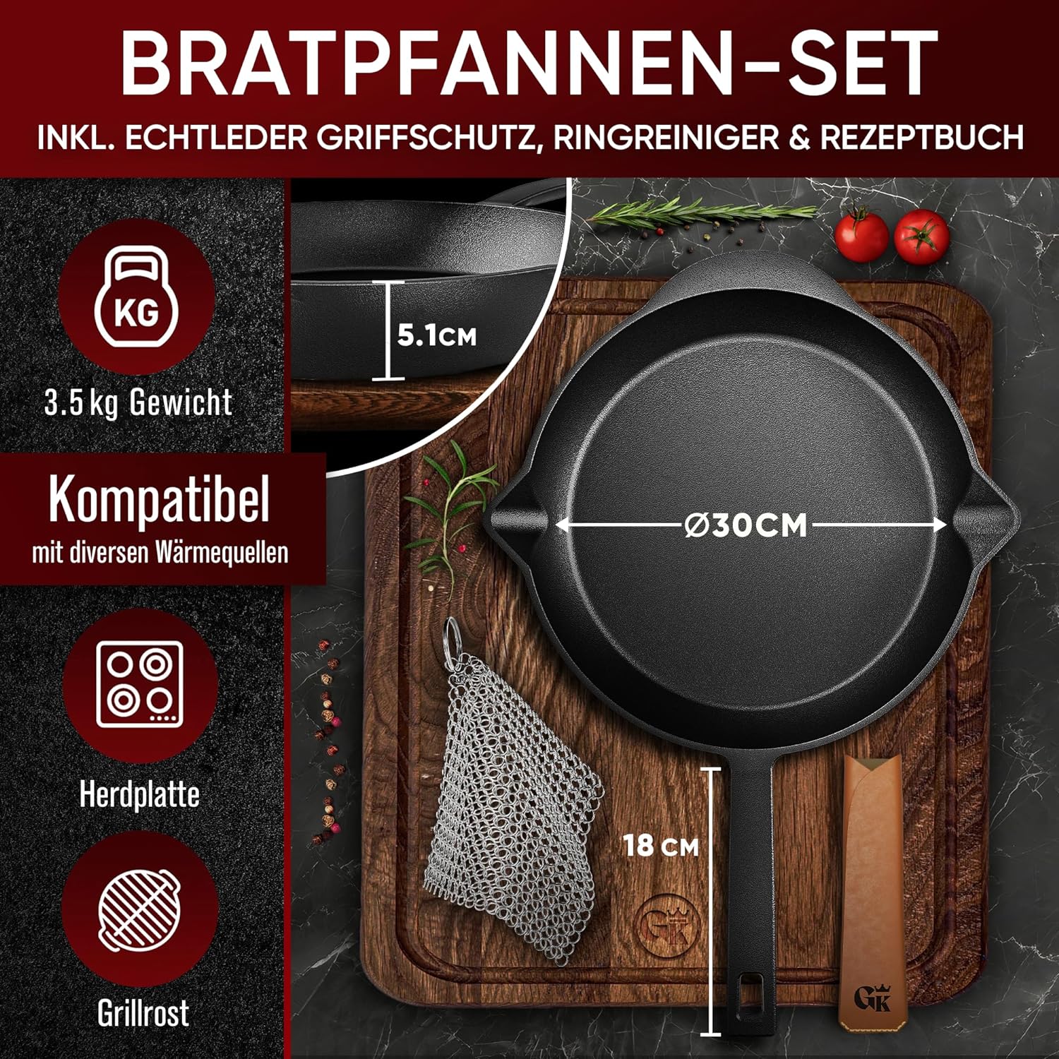 GUSSKÖNIG Ø 30cm Gusseisenpfanne Pfanne Gusseisen - Bratpfanne Induktion von GUSSKÖNIG GUSSKÖNIG Ø 30cm Gusseisenpfanne Pfanne Gusseisen - Bratpfanne Induktion von GUSSKÖNIG