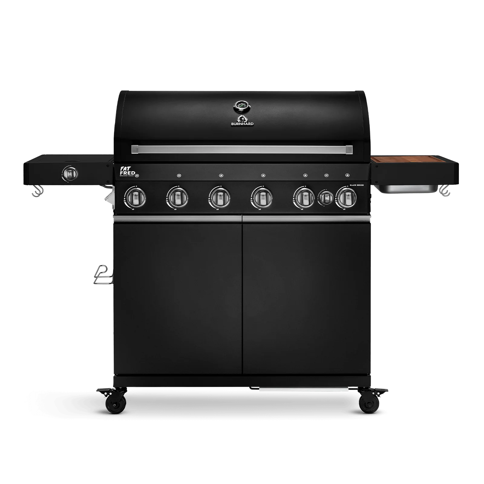 BURNHARD Fat FRED Deluxe Gasgrill 6-Brenner in der Farbe Schwarz mit Gusseisenrost von BURNHARD