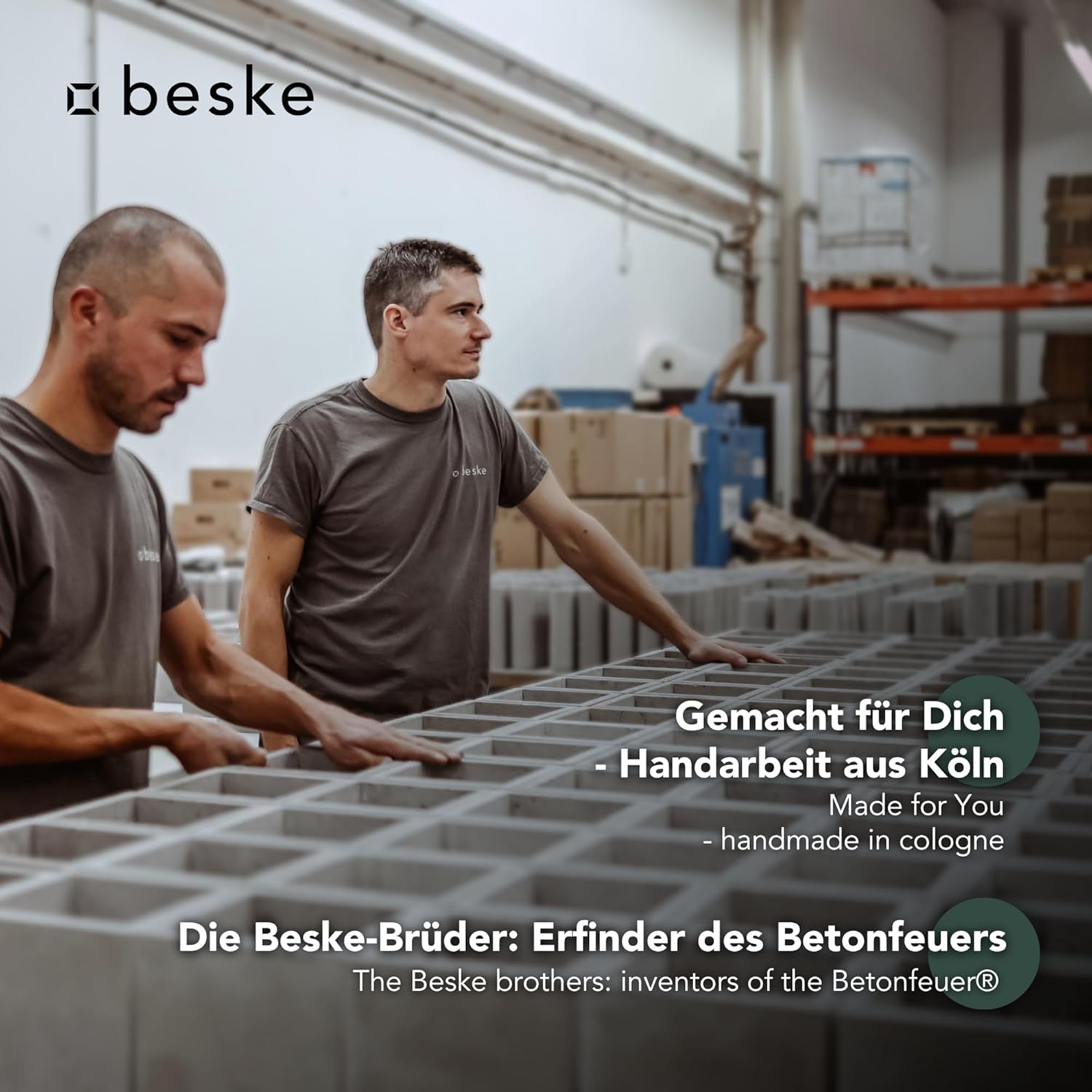 BESKE Betonfeuer Taal Ø 25cm - gerade inkl. Löschbrett - HANDARBEIT Made in Germany  von Beske-Manufaktur