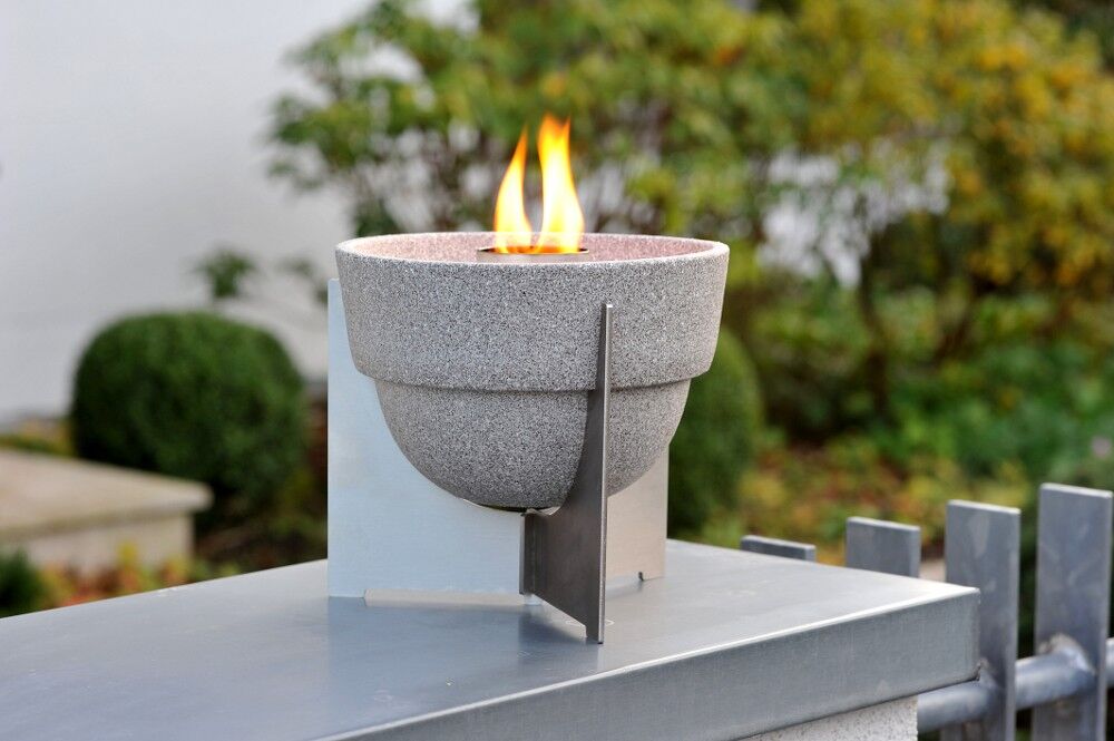 DENK Keramik Schmelzfeuer Outdoor L Granicium mit Fuß aus Edelstahl | Deckel L (SLG + SLG-DE) von DENK Keramik