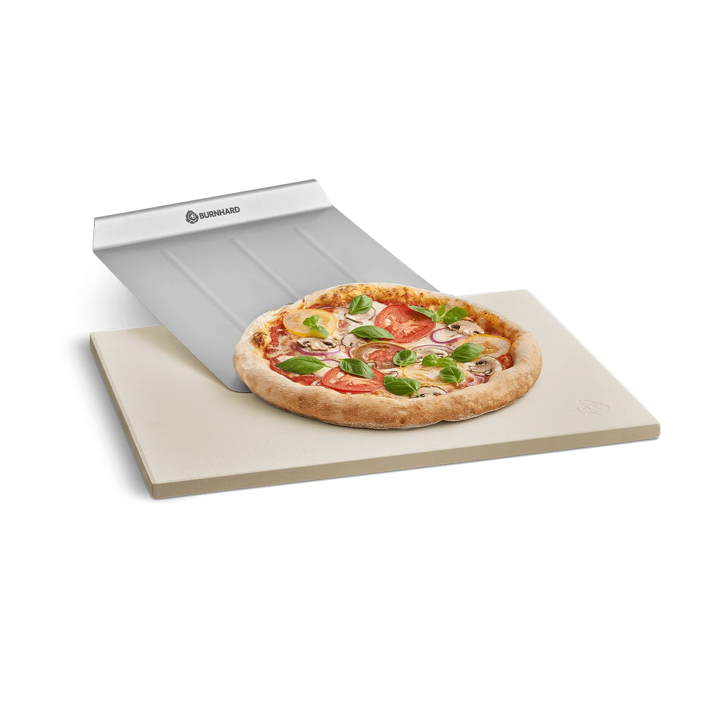 BURNHARD Pizzastein mit Pizzaschaufel - 38 x 30 x 1,5 cm