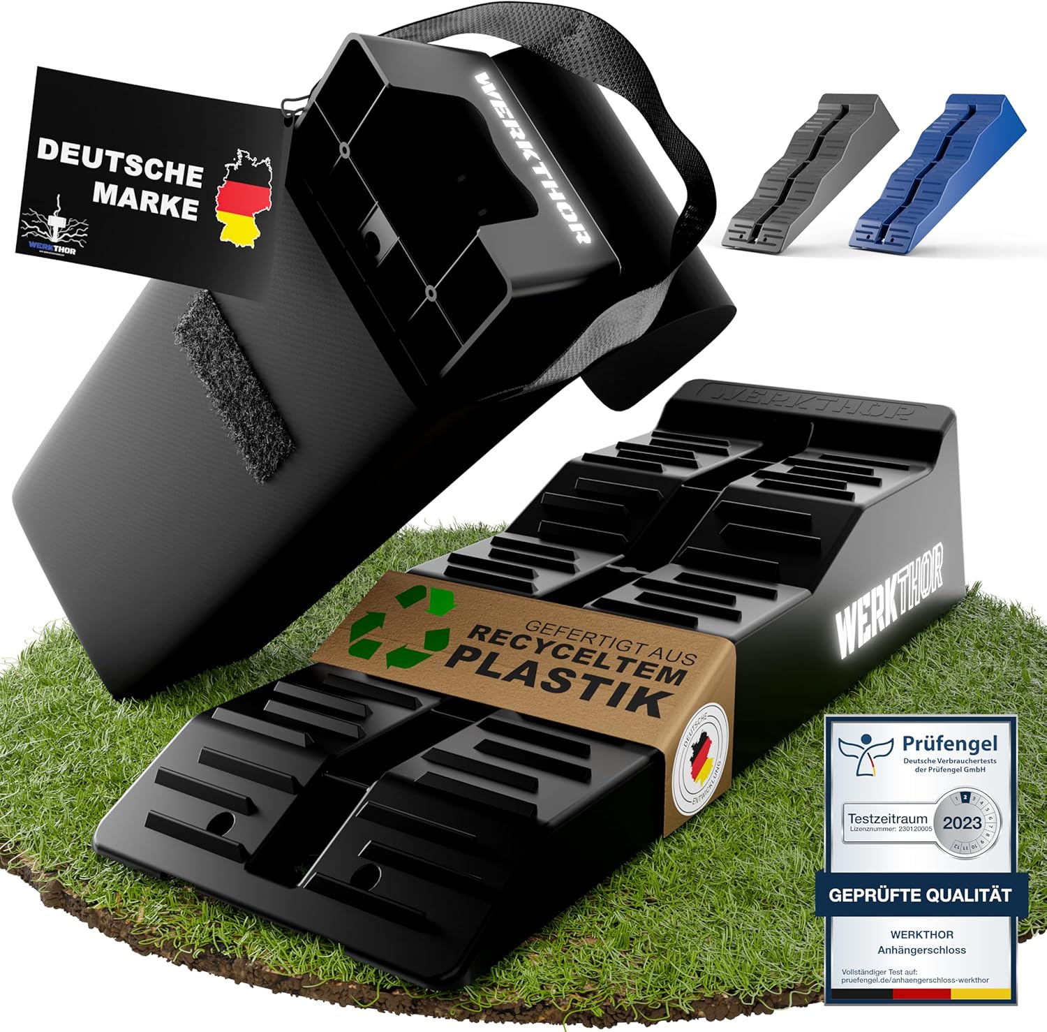 WERKTHOR Auffahrkeile 2er Set Schwarz mit Tasche | Wohnmobil & Wohnwagen & VAN