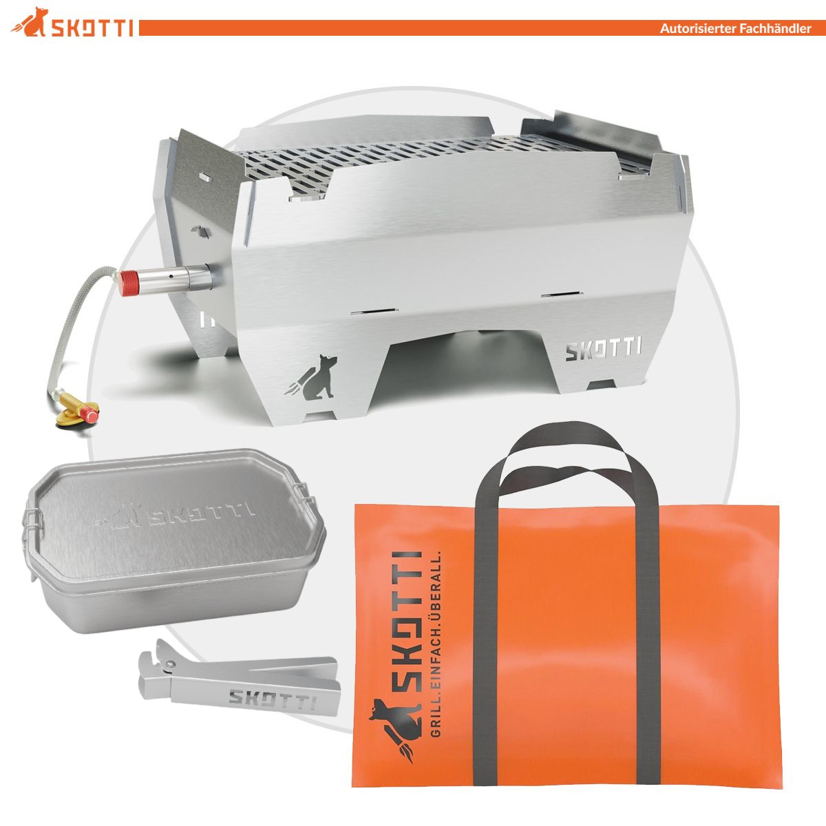 SKOTTI Grill 2.0 aus Edelstahl + BOKS 1 Liter aus Edelstahl
