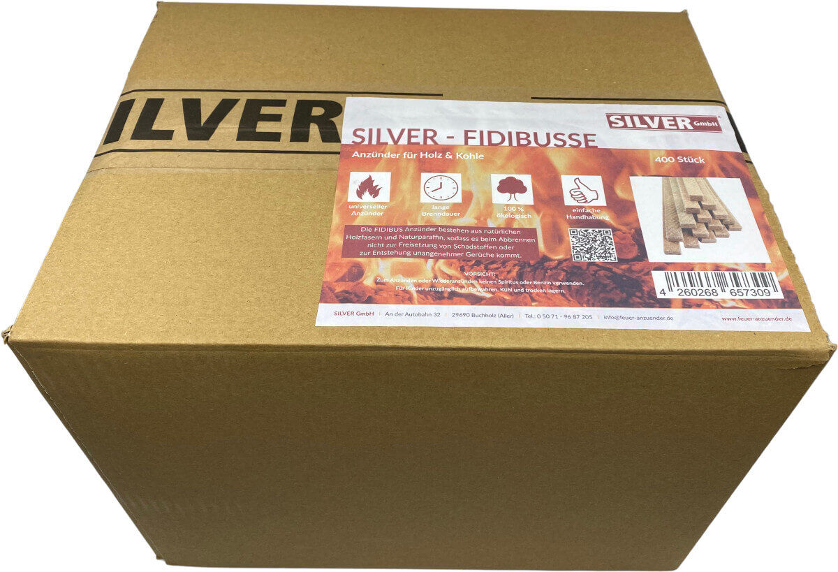 400 SILVER FIDIBUSSE® Anzünder | Kaminanzünder | Ofenanzünder | Grillanzünder von SILVER GmbH 400 SILVER FIDIBUSSE® Anzünder | Kaminanzünder | Ofenanzünder | Grillanzünder von SILVER GmbH