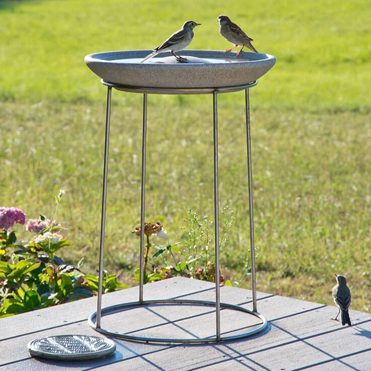 DENK Keramik Set Vogeltränke Granicium® mit Ständer aus Edelstahl - VTG+ST von DENK Keramik