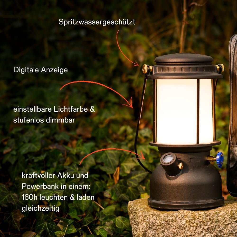 Petromax LM500 Led Laterne Black - dimmbar - 500 Lumen ideal für Camping und Outdoor-Abenteuer | Neue Charge von Petromax
