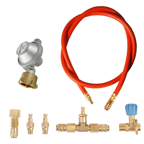 Anschlussset für BURNHARD JONES 2-Brenner & SKOTTI MAX - 1,3m Adapterschlauch mit Schnellkupplung von HUW24
